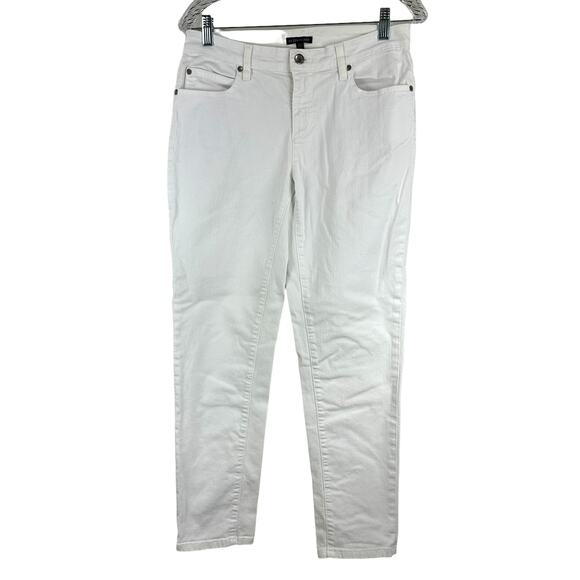 Eileen Fisher Organic Cotton Denim White Jeans Size 6 EUC Mid Rise Ankle Length - Picture 1 of 7
